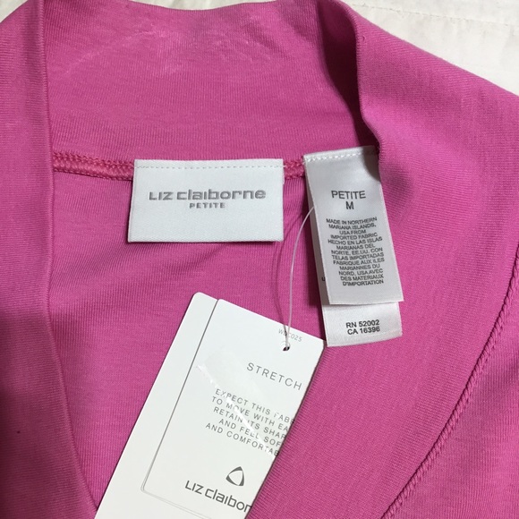 Liz Claiborne V neck blouse, size MP, NWT, cotton, stretch - Picture 3 of 3
